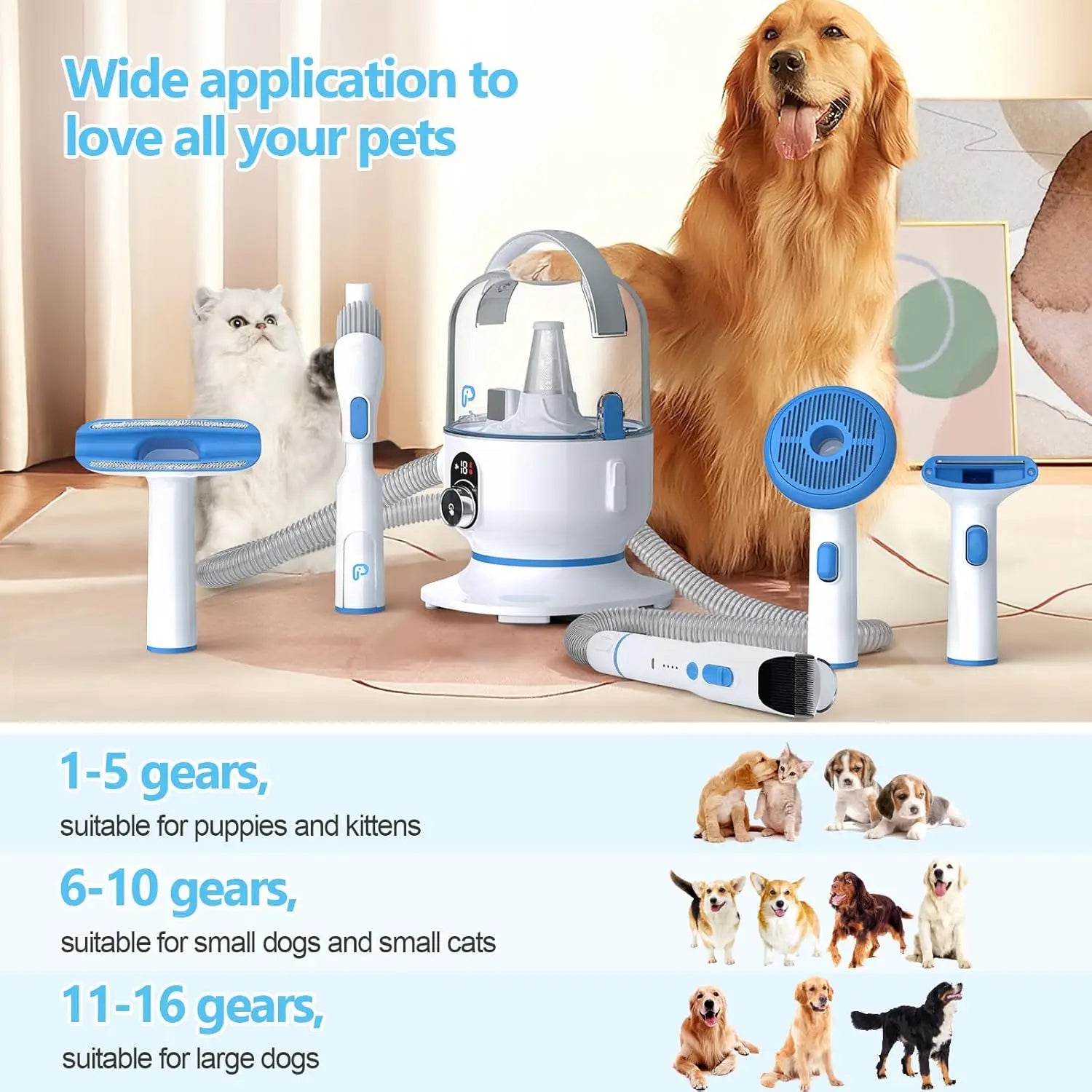 Quiet 5-in-1 Pet Grooming Vacuum