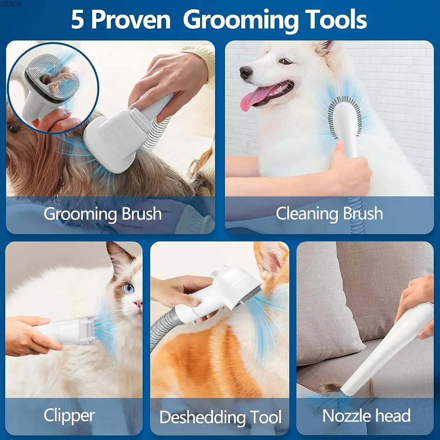 XL Pet Grooming Vacuum Kit